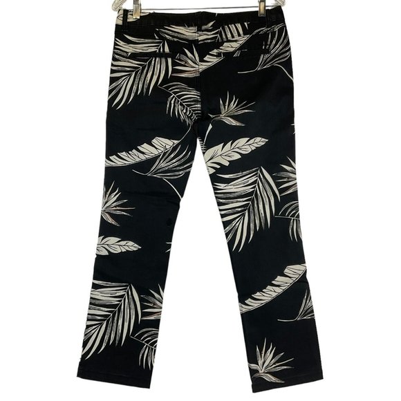 Volcom Dress Pants Womens Sz 5 Black Palm Tropical Straight Leg Mid Rise $75 Nwt - Picture 2 of 11